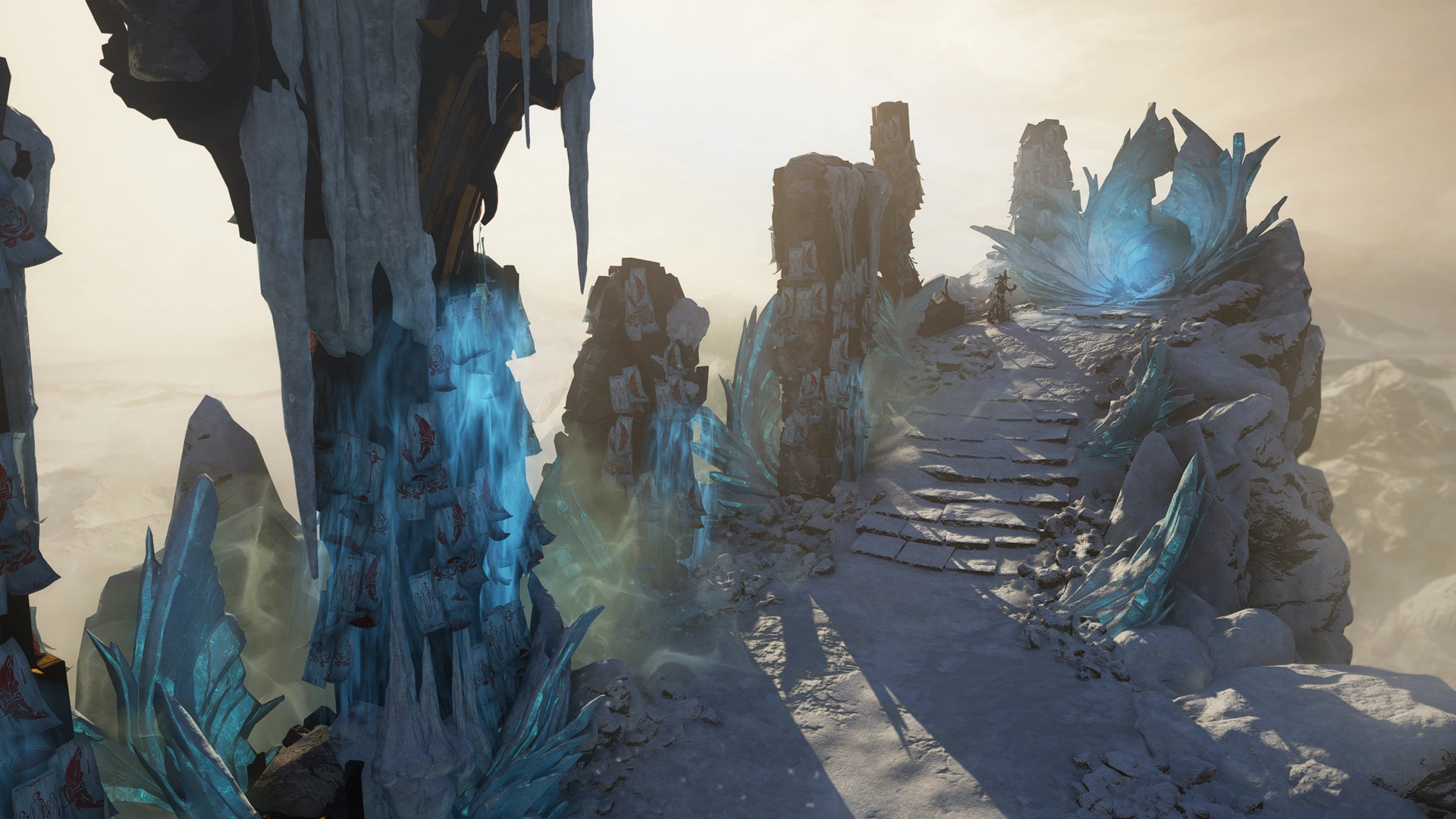 The frozen path to Yuvan Peak in Warframe's Iceblade of Narin update